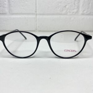 NOS Vintage Concert 160‎ BLACK Retro Eyeglasses 48-18-145 Frames Italy